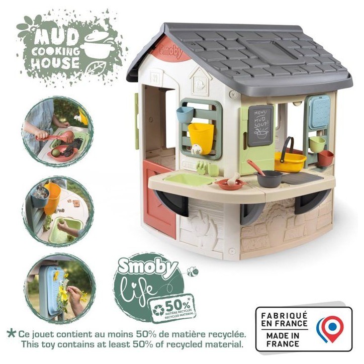 Smoby Life - Mud Cooking House - Fabriquée en France - Matiere Recyclée - 16 accessoires - Des 2 ans Smoby Life - Mud Cooking House - Fabriquée en France - Matiere Recyclée - 16 accessoires - Des 2 ans