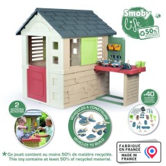 Smoby Life - Maison Nature + Atelier - Fabriquée en France - Matiere Recyclée - 39 accessoires - Des 2 ans