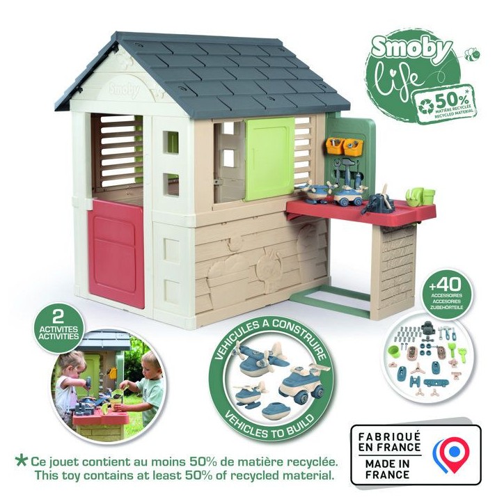 Smoby Life - Maison Nature + Atelier - Fabriquée en France - Matiere Recyclée - 39 accessoires - Des 2 ans Smoby Life - Maison Nature + Atelier - Fabriquée en France - Matiere Recyclée - 39 accessoires - Des 2 ans