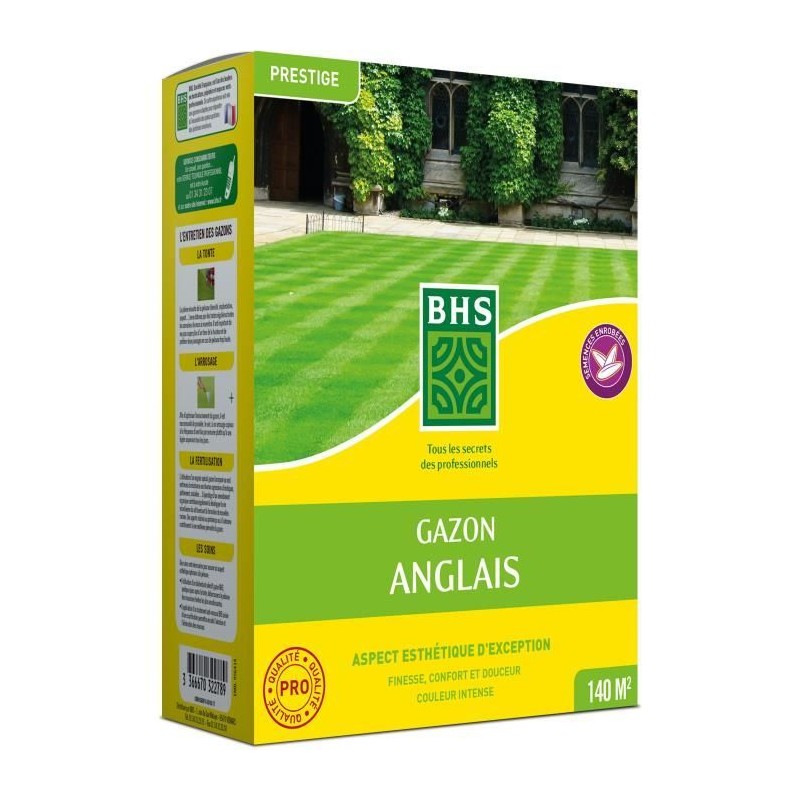 Gazon Anglais BHS - 3kg pour Jardins Haut de Gamme Gazon Anglais BHS - 3kg pour Jardins Haut de Gamme