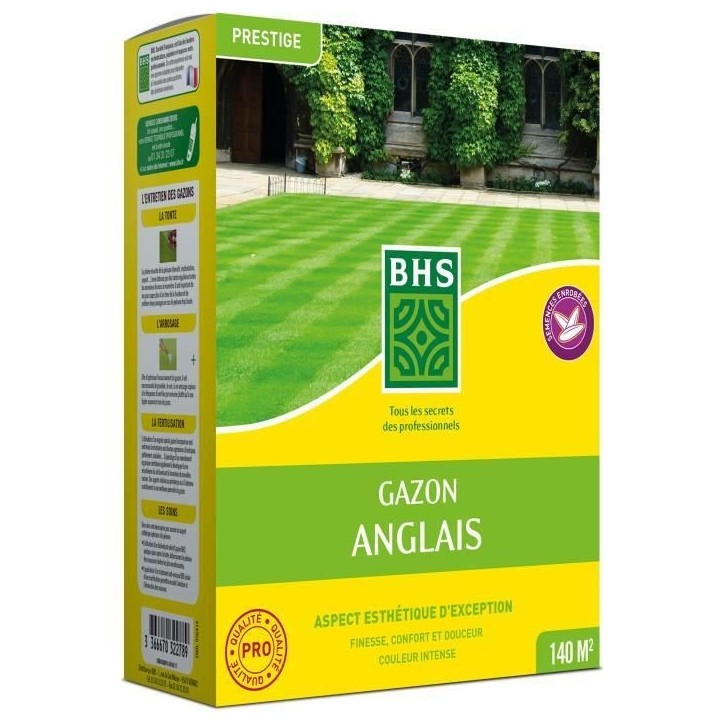 Gazon Anglais BHS - 3kg pour Jardins Haut de Gamme Gazon Anglais BHS - 3kg pour Jardins Haut de Gamme