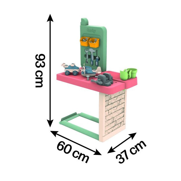 Smoby Life - Atelier de bricolage adapté aux maison Smoby - Fabriquée en France - Matiere Recyclée - 39 accessoires - Des 2 a