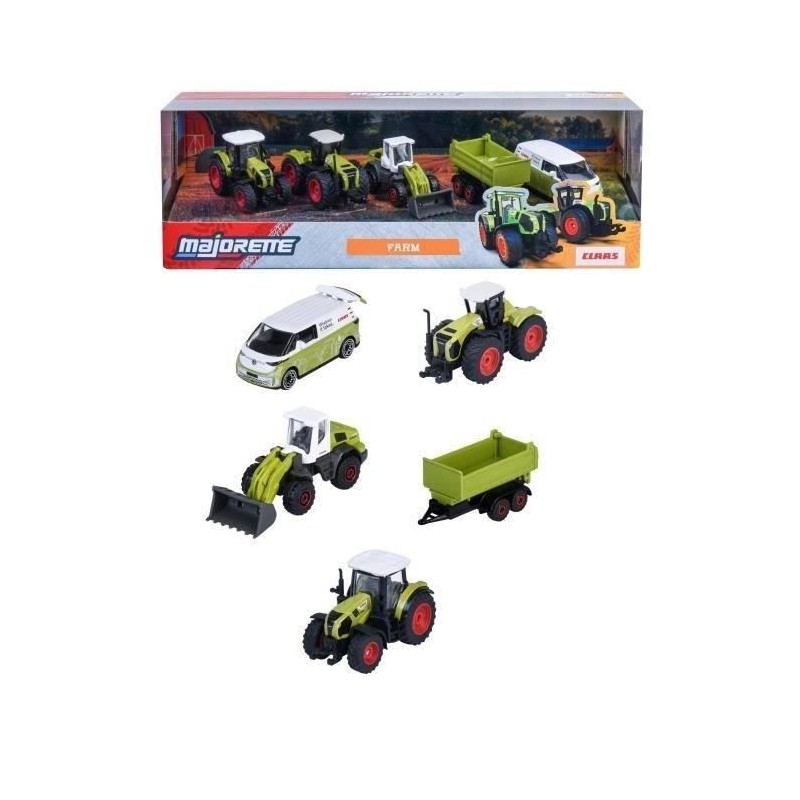 Coffret Cadeau 5 Véhicules Ferme - MAJORETTE - Tracteurs et engins ag