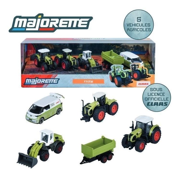 Coffret Cadeau 5 Véhicules Ferme - MAJORETTE - Tracteurs et engins agricoles - Suspensions - Échelle 1/64 - Des 3 ans Coffret Cadeau 5 Véhicules Ferme - MAJORETTE - Tracteurs et engins agricoles - Suspensions - Échelle 1/64 - Des 3 ans