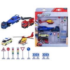Playset Véhicules de Secours - MAJORETTE - Pompiers, police, ambulanc