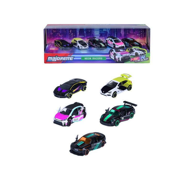 Coffret Cadeau 5 Neon Racers - MAJORETTE - Série Limitée - Voitures