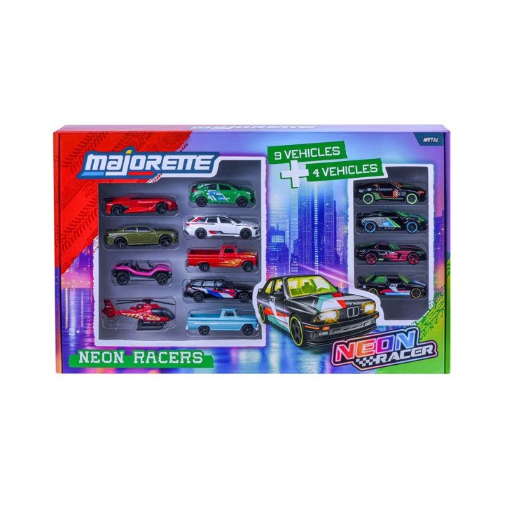 Coffret 13 Neon Racers - MAJORETTE - Série Limitée - 9 classiques + 4 éditions limitées - Échelle 1/64 - Des 3 ans Coffret 13 Neon Racers - MAJORETTE - Série Limitée - 9 classiques + 4 éditions limitées - Échelle 1/64 - Des 3 ans