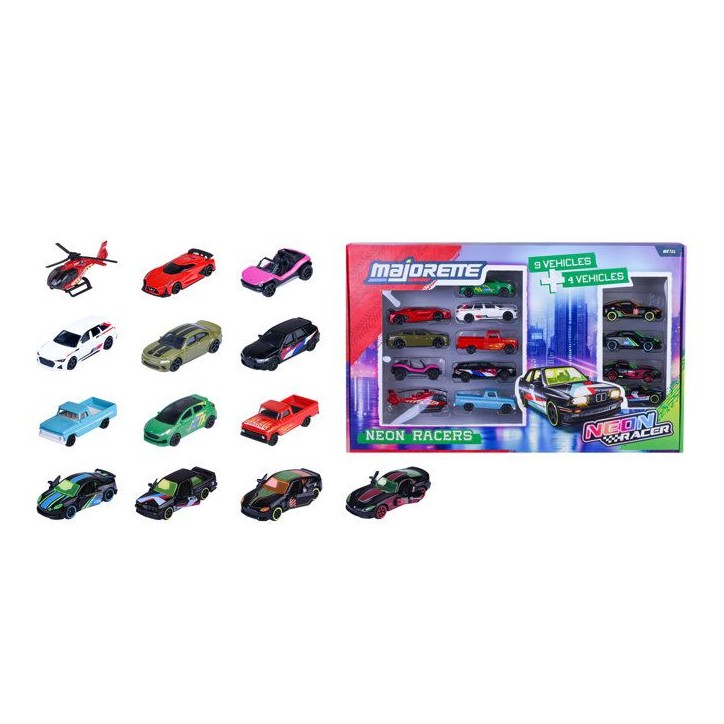Coffret 13 Neon Racers - MAJORETTE - Série Limitée - 9 classiques + 4 éditions limitées - Échelle 1/64 - Des 3 ans Coffret 13 Neon Racers - MAJORETTE - Série Limitée - 9 classiques + 4 éditions limitées - Échelle 1/64 - Des 3 ans