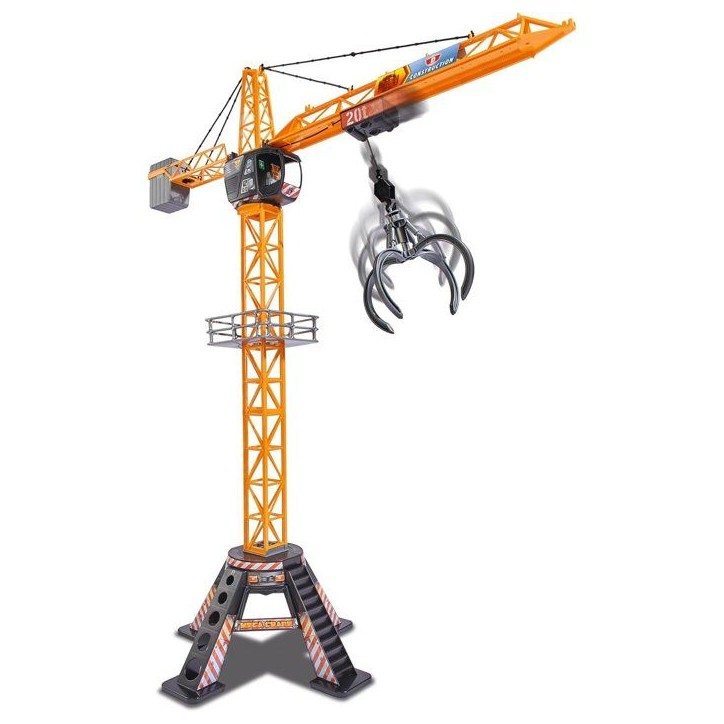 Grue filoguidée 120cm - DICKIE TOYS - Travaux publics - Tourne a 350° - Accessoires inclus