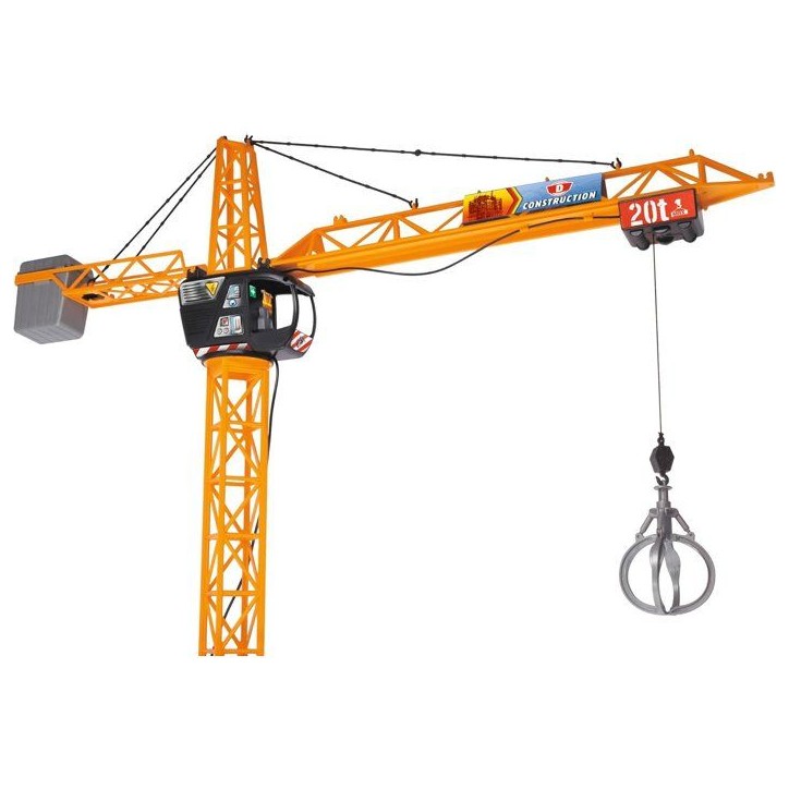 Grue filoguidée 120cm - DICKIE TOYS - Travaux publics - Tourne a 350° - Accessoires inclus