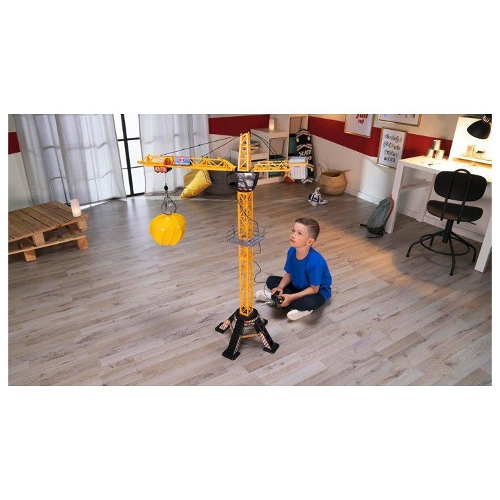 Grue filoguidée 120cm - DICKIE TOYS - Travaux publics - Tourne a 350° - Accessoires inclus