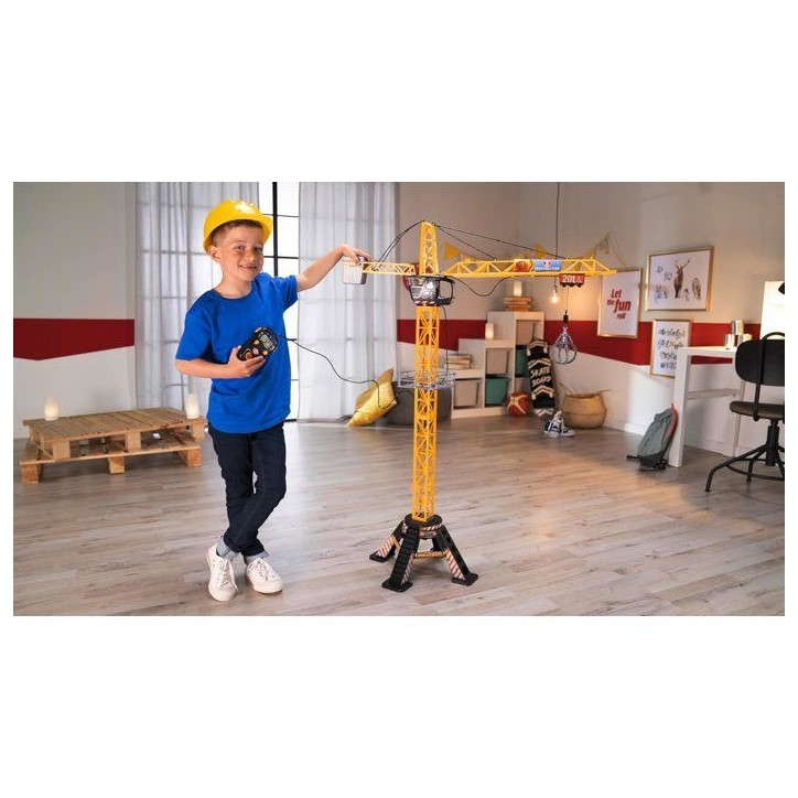 Grue filoguidée 120cm - DICKIE TOYS - Travaux publics - Tourne a 350° - Accessoires inclus