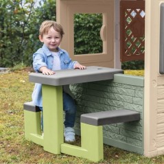 Smoby Life - Table Pique Nique - Compatible maisons Smoby (Mud Cooking House, Chef House, Garden House, Friends House, Jura Lodg