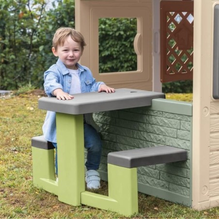 Smoby Life - Table Pique Nique - Compatible maisons Smoby (Mud Cooking House, Chef House, Garden House, Friends House, Jura Lodg