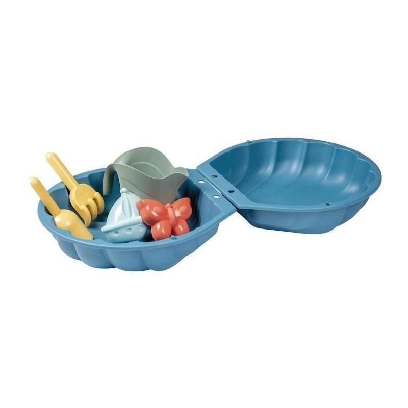 Smoby Life - Mini Bac a Sable Double Garni - Forme Coquillage - Pelle,