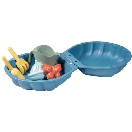 Smoby Life - Mini Bac a Sable Double Garni - Forme Coquillage - Pelle,