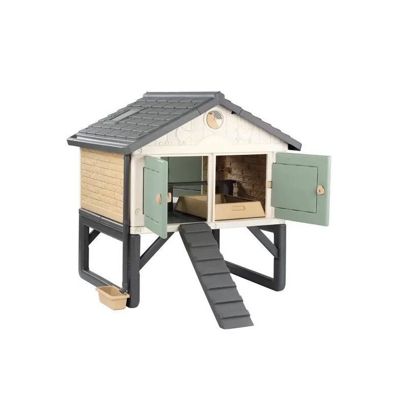 Smoby Life - Poulailler Plastique - Capacité 5 Poules - Nettoyage Fac