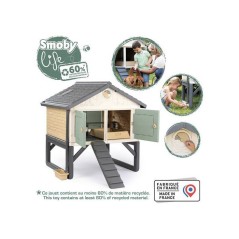 Smoby Life - Poulailler Plastique - Capacité 5 Poules - Nettoyage Fac