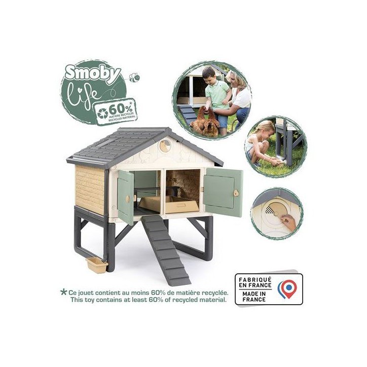Smoby Life - Poulailler Plastique - Capacité 5 Poules - Nettoyage Facile - Traitement Anti-UV - Fabriqué en France Smoby Life - Poulailler Plastique - Capacité 5 Poules - Nettoyage Facile - Traitement Anti-UV - Fabriqué en France