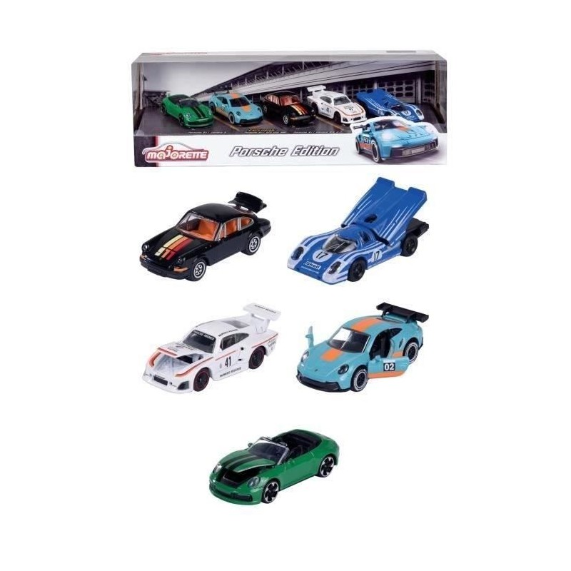 Coffret Cadeau 5 Véhicules Porsche - MAJORETTE - Modeles sous licence