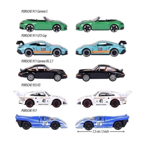 Coffret Cadeau 5 Véhicules Porsche - MAJORETTE - Modeles sous licence - Portes ouvrantes - Échelle 1/64 - Des 3 ans