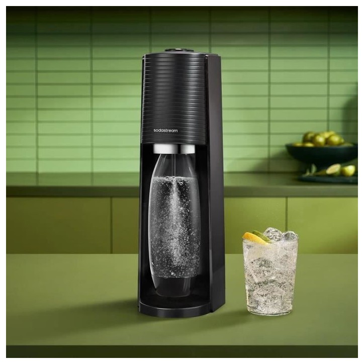 Machine a soda et eau pétillante SODASTREAM - TERRA Noire - 1 bouteille compatible lave-vaisselle - 1 recharge de gaz 60L Machine a soda et eau pétillante SODASTREAM - TERRA Noire - 1 bouteille compatible lave-vaisselle - 1 recharge de gaz 60L