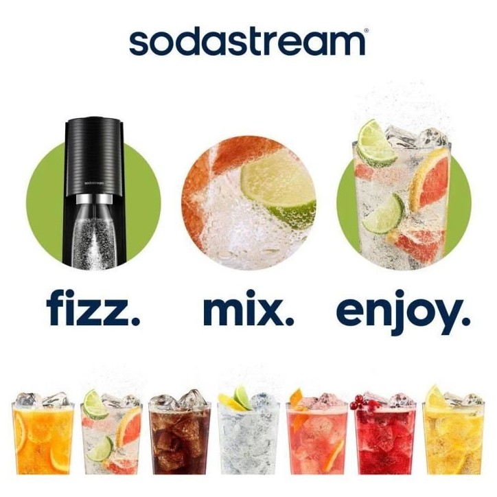 Machine a soda et eau pétillante SODASTREAM - TERRA Noire - 1 bouteille compatible lave-vaisselle - 1 recharge de gaz 60L Machine a soda et eau pétillante SODASTREAM - TERRA Noire - 1 bouteille compatible lave-vaisselle - 1 recharge de gaz 60L