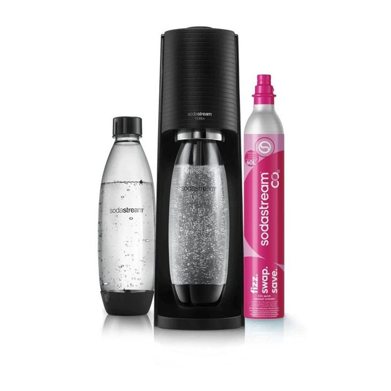 Machine a soda et eau pétillante SODASTREAM - TERRA Noire - 2 bouteil