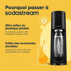 Machine a soda et eau pétillante SODASTREAM - TERRA Noire - 2 bouteil