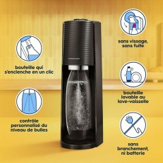 Machine a soda et eau pétillante SODASTREAM - TERRA Noire - 2 bouteil