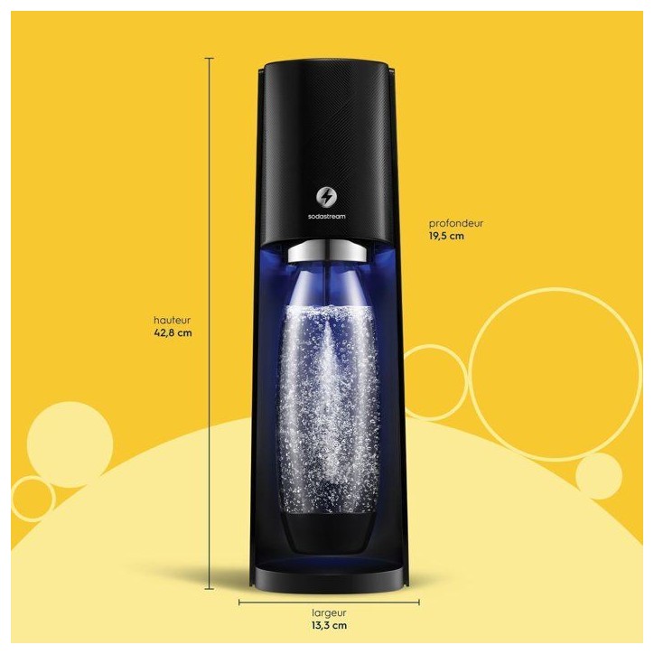 Machine a soda et eau pétillante - SODASTREAM - E-TERRA - 1 bouteille compatible lave-vaisselle - 1 recharge de gaz 60L - Noir