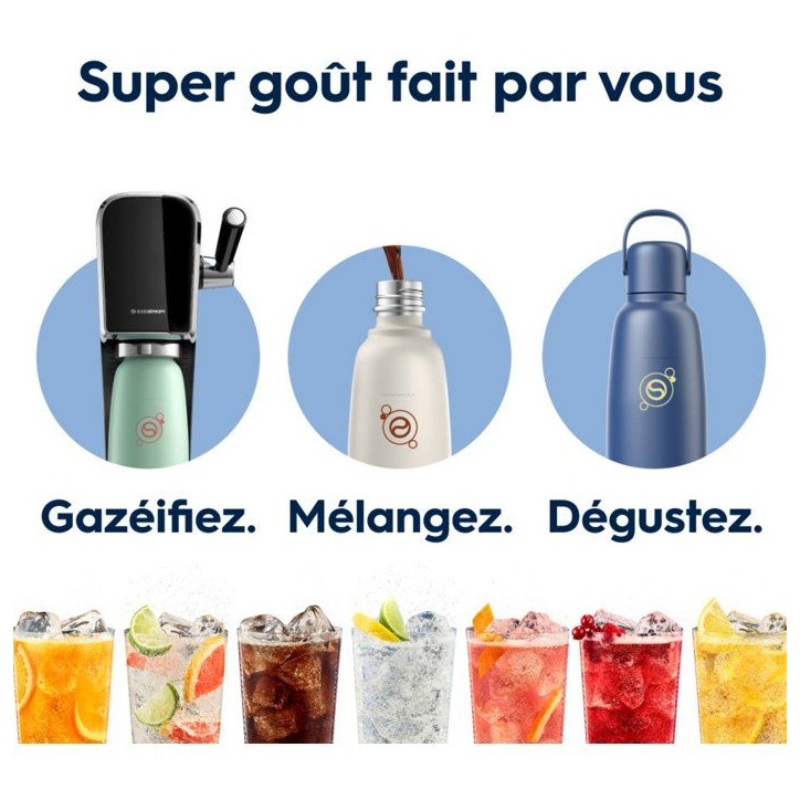 Bouteille isotherme SODASTREAM - Fizz&Go Cool - Capacité 0,9L - Acier Inoxydable - Bleu Bouteille isotherme SODASTREAM - Fizz&Go Cool - Capacité 0,9L - Acier Inoxydable - Bleu