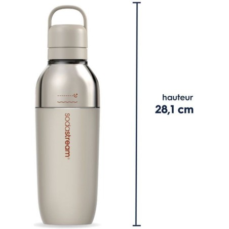 Bouteille isotherme SODASTREAM - Fizz&Go Easy-Mix - 0,71 L - Pour Machine a eau pétillante et Soda - Garde froid 6h - Sable