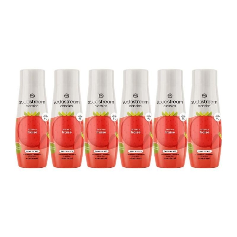 Concentrés SODASTREAM - Lot de 6 concentrés Fraise sans sucres - Jus