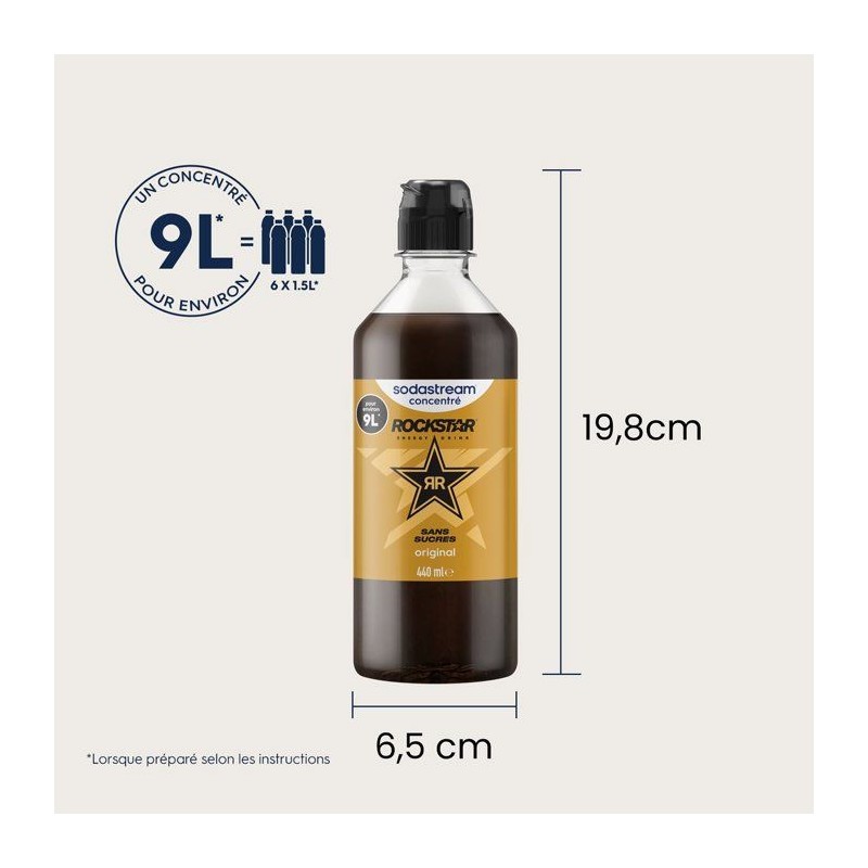 Concentré boisson SODASTREAM - Rockstar Original - Jusqu'a 9 L - Pour