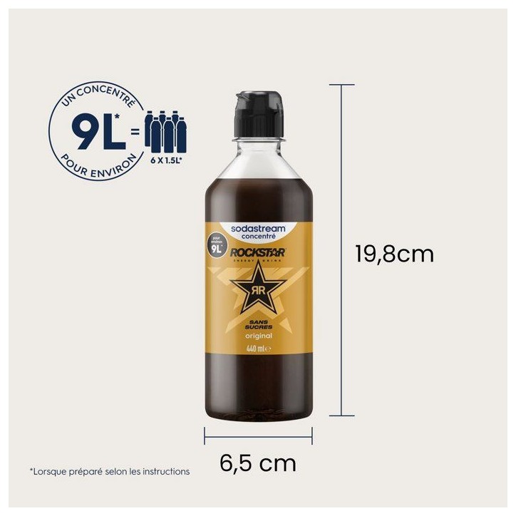 Concentré boisson SODASTREAM - Rockstar Original - Jusqu'a 9 L - Pour Machine a eau pétillante et Soda - Lot 6 x 440 ml Concentré boisson SODASTREAM - Rockstar Original - Jusqu'a 9 L - Pour Machine a eau pétillante et Soda - Lot 6 x 440 ml