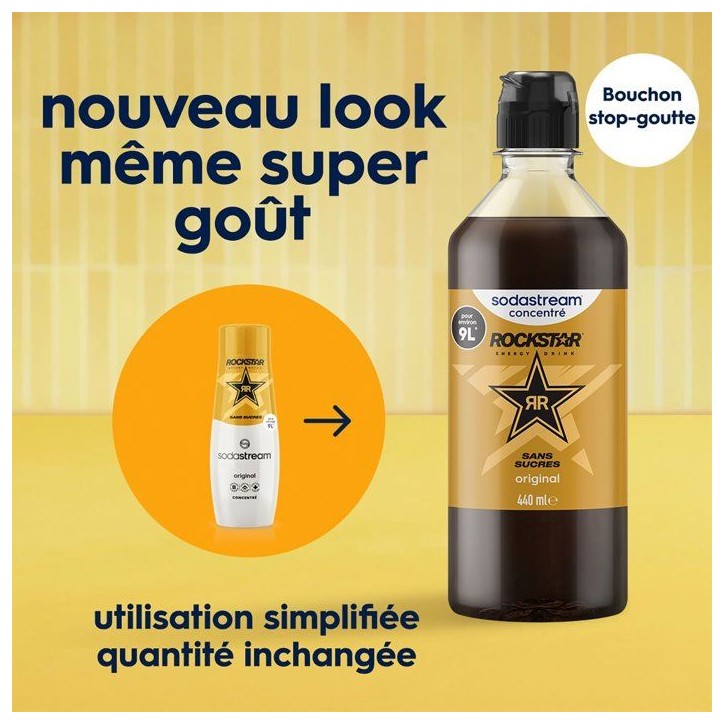 Concentré boisson SODASTREAM - Rockstar Original - Jusqu'a 9 L - Pour Machine a eau pétillante et Soda - Lot 6 x 440 ml Concentré boisson SODASTREAM - Rockstar Original - Jusqu'a 9 L - Pour Machine a eau pétillante et Soda - Lot 6 x 440 ml