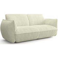 Canapé fixe - 3 places - SOFFIO - Tissu Creme - 220 x 98 x 83 cm