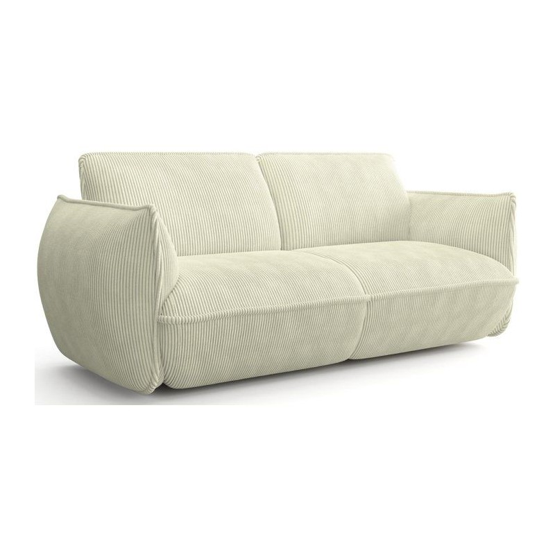 Canapé fixe - 3 places - SOFFIO - Tissu Creme - 220 x 98 x 83 cm