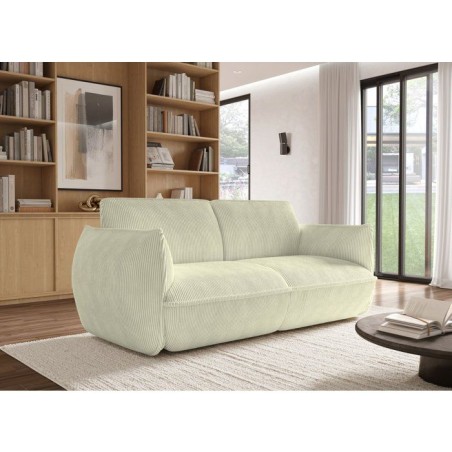 Canapé fixe - 3 places - SOFFIO - Tissu Creme - 220 x 98 x 83 cm