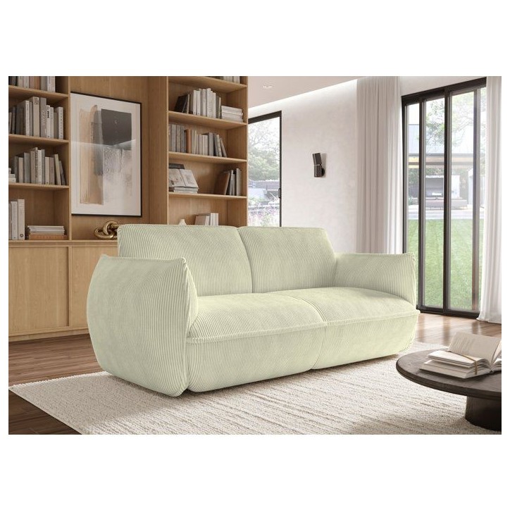 Canapé fixe - 3 places - SOFFIO - Tissu Creme - 220 x 98 x 83 cm Canapé fixe - 3 places - SOFFIO - Tissu Creme - 220 x 98 x 83 cm