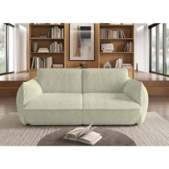Canapé fixe - 3 places - SOFFIO - Tissu Creme - 220 x 98 x 83 cm