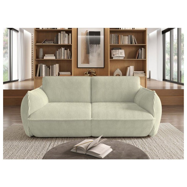 Canapé fixe - 3 places - SOFFIO - Tissu Creme - 220 x 98 x 83 cm Canapé fixe - 3 places - SOFFIO - Tissu Creme - 220 x 98 x 83 cm