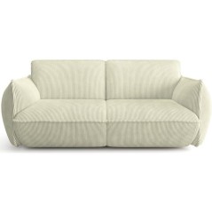Canapé fixe - 3 places - SOFFIO - Tissu Creme - 220 x 98 x 83 cm