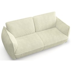 Canapé fixe - 3 places - SOFFIO - Tissu Creme - 220 x 98 x 83 cm