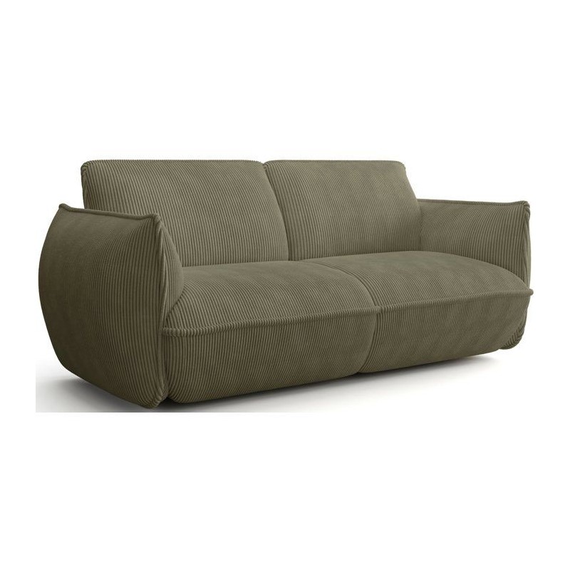 Canapé fixe - 3 places - SOFFIO - Tissu Vert - 220 x 98 x 83 cm