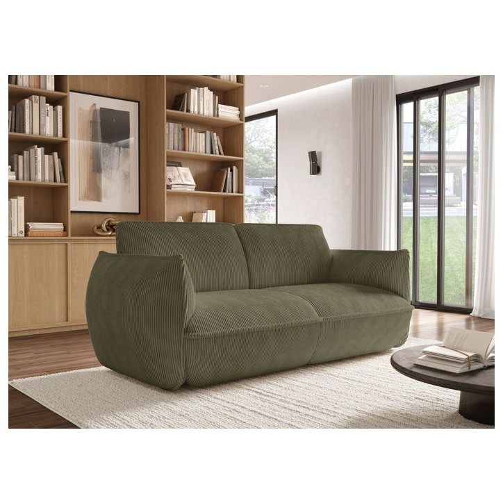 Canapé fixe - 3 places - SOFFIO - Tissu Vert - 220 x 98 x 83 cm Canapé fixe - 3 places - SOFFIO - Tissu Vert - 220 x 98 x 83 cm