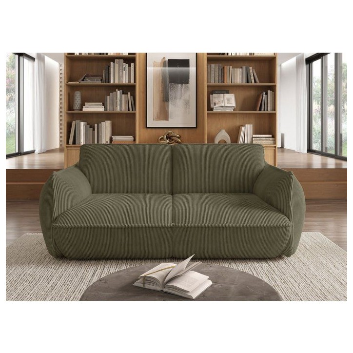 Canapé fixe - 3 places - SOFFIO - Tissu Vert - 220 x 98 x 83 cm Canapé fixe - 3 places - SOFFIO - Tissu Vert - 220 x 98 x 83 cm