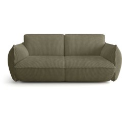 Canapé fixe - 3 places - SOFFIO - Tissu Vert - 220 x 98 x 83 cm