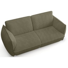 Canapé fixe - 3 places - SOFFIO - Tissu Vert - 220 x 98 x 83 cm